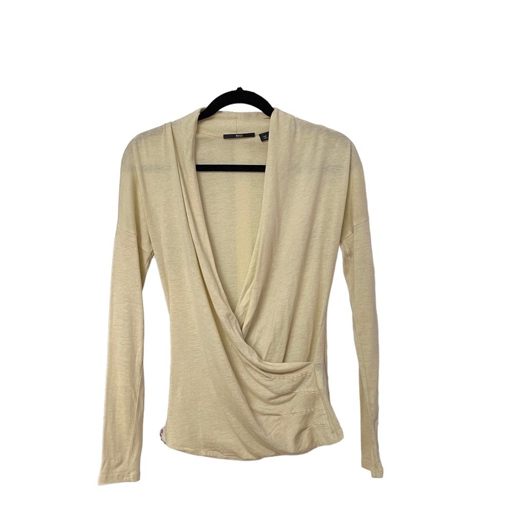 Boss Hugo Boss Women’s V-neck Wool Wrap Cream Cardigan Size S